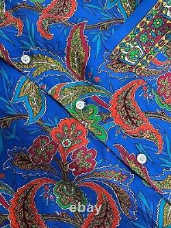 Ralph Lauren Purple Label 100% Silk Camp Shirt XXL Royal Blue Mix Paisley $595