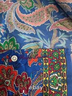 Ralph Lauren Purple Label 100% Silk Camp Shirt XXL Royal Blue Mix Paisley $595