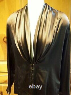 Ralph Lauren Purple Label 100% Silk Long Sleeve Blouse NWT Size 10 $1290 Brown