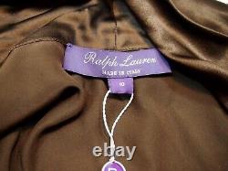 Ralph Lauren Purple Label 100% Silk Long Sleeve Blouse NWT Size 10 $1290 Brown