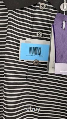 Ralph Lauren Purple Label Black White Stripe Cotton Polo Shirt XXL Italy