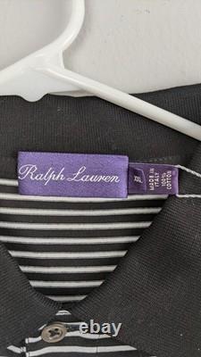 Ralph Lauren Purple Label Black White Stripe Cotton Polo Shirt XXL Italy