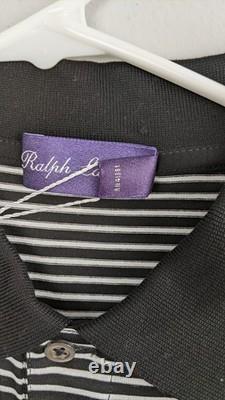 Ralph Lauren Purple Label Black White Stripe Cotton Polo Shirt XXL Italy
