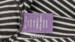 Ralph Lauren Purple Label Black White Stripe Cotton Polo Shirt XXL Italy