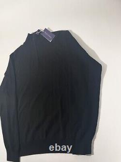 Ralph Lauren Purple Label Black Wool Half Zip Sweater Size M Medium NEW NWT