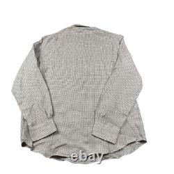 Ralph Lauren Purple Label Brown Check Houndstooth Linen L/S Button Front 2XL NWT