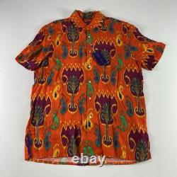 Ralph Lauren Purple Label Button Up Shirt Men's Large Orange Linen NWT $595