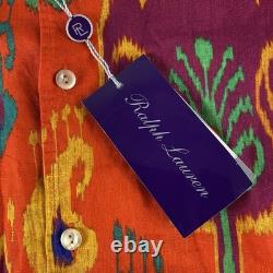 Ralph Lauren Purple Label Button Up Shirt Men's Large Orange Linen NWT $595