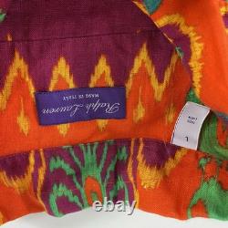Ralph Lauren Purple Label Button Up Shirt Men's Large Orange Linen NWT $595