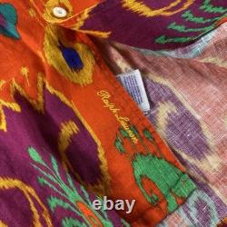 Ralph Lauren Purple Label Button Up Shirt Men's Large Orange Linen NWT $595