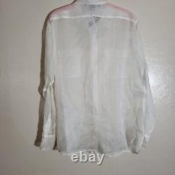 Ralph Lauren Purple Label Collection 100% Cotton See Through White Blouse Sz 12