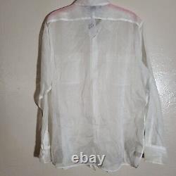 Ralph Lauren Purple Label Collection 100% Cotton See Through White Blouse Sz 12