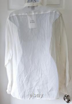 Ralph Lauren Purple Label Collection 100% Cotton Sheer White Blouse Size 12 NWT