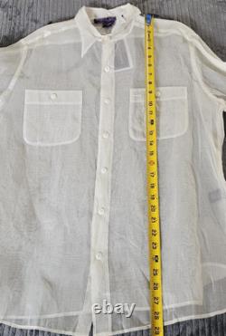 Ralph Lauren Purple Label Collection 100% Cotton Sheer White Blouse Size 12 NWT