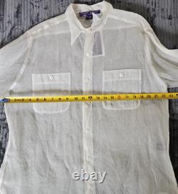 Ralph Lauren Purple Label Collection 100% Cotton Sheer White Blouse Size 12 NWT
