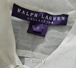 Ralph Lauren Purple Label Collection 100% Cotton Sheer White Blouse Size 12 NWT