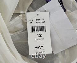 Ralph Lauren Purple Label Collection 100% Cotton Sheer White Blouse Size 12 NWT