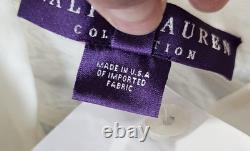 Ralph Lauren Purple Label Collection 100% Cotton Sheer White Blouse Size 12 NWT