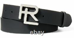 Ralph Lauren Purple Label Collection Black Leather RL Buckle Matte Calfskin Belt