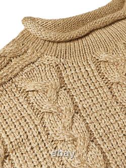 Ralph Lauren Purple Label Hand Knit Silk Linen Cable Knit Sweater M New $1295
