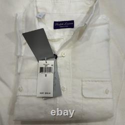 Ralph Lauren Purple Label Linen 1/2 Button Dress Shirt Size S NWT & Receipt $395
