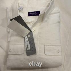 Ralph Lauren Purple Label Linen 1/2 Button Dress Shirt Size S NWT & Receipt $395