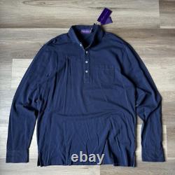 Ralph Lauren Purple Label Long Sleeve Polo Pocket Navy Size L Button Shirt New
