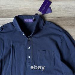 Ralph Lauren Purple Label Long Sleeve Polo Pocket Navy Size L Button Shirt New
