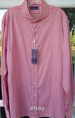 Ralph Lauren Purple Label Mens Gingham Checks Italian Casual Shirt XL NWT NEW