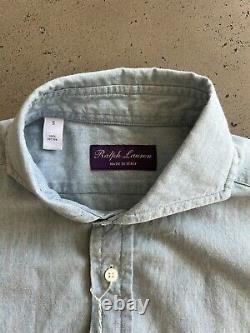 Ralph Lauren Purple Label Mens Keaton Indigo Chambray Shirt, NWT