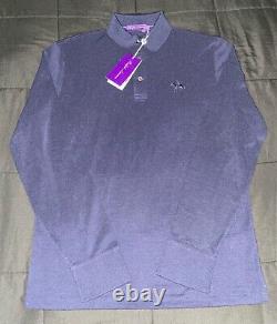Ralph Lauren Purple Label Navy Blue Pony Logo Wool Pique Polo Shirt Small NWT