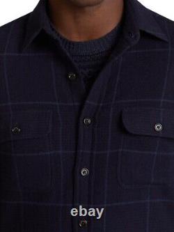 Ralph Lauren Purple Label Navy James Grid Check Cashmere Sport Shirt New $1295