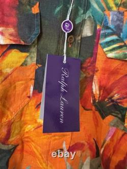 Ralph Lauren Purple Label New Floral Hawaiian Shirt Long Sleeve Linen Multicolor