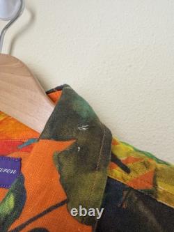 Ralph Lauren Purple Label New Floral Hawaiian Shirt Long Sleeve Linen Multicolor