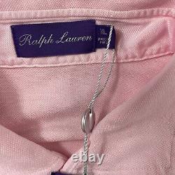 Ralph Lauren Purple Label Pink Oxxford Knit Cotton Button Front Size XL NWT 395$