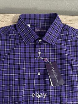 Ralph Lauren Purple Label Plaid Twill Shirt L Purple, Black & White L/S $495