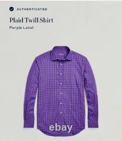 Ralph Lauren Purple Label Plaid Twill Shirt L Purple, Black & White L/S $495