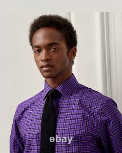 Ralph Lauren Purple Label Plaid Twill Shirt L Purple, Black & White L/S $495