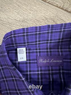 Ralph Lauren Purple Label Plaid Twill Shirt L Purple, Black & White L/S $495