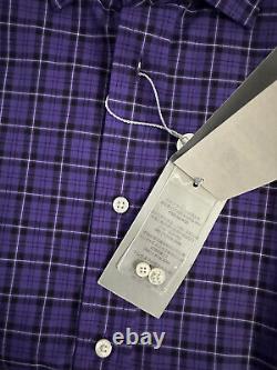 Ralph Lauren Purple Label Plaid Twill Shirt L Purple, Black & White L/S $495