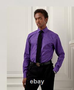 Ralph Lauren Purple Label Plaid Twill Shirt L Purple, Black & White L/S $495