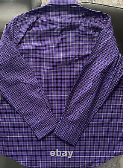 Ralph Lauren Purple Label Plaid Twill Shirt L Purple, Black & White L/S $495