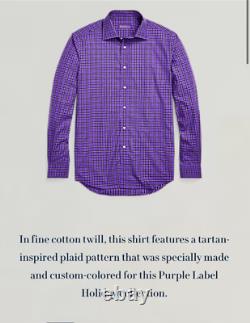 Ralph Lauren Purple Label Plaid Twill Shirt L Purple, Black & White L/S $495