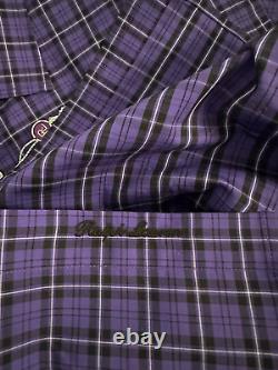 Ralph Lauren Purple Label Plaid Twill Shirt L Purple, Black & White L/S $495