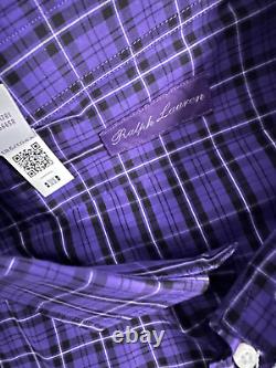 Ralph Lauren Purple Label Plaid Twill Shirt L Purple, Black & White L/S $495