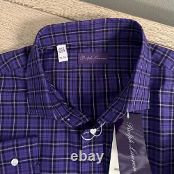 Ralph Lauren Purple Label Plaid Twill Shirt L Purple, Black & White L/S $495