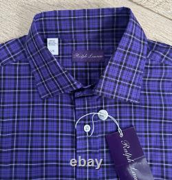 Ralph Lauren Purple Label Plaid Twill Shirt L Purple, Black & White L/S $495