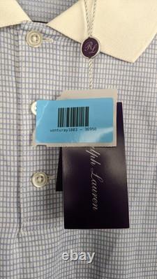 Ralph Lauren Purple Label Polo XXL Blue Check 100% Cotton Made in Italy NWT