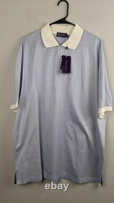Ralph Lauren Purple Label Polo XXL Blue Check 100% Cotton Made in Italy NWT