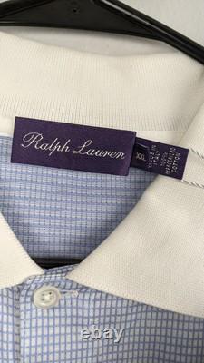 Ralph Lauren Purple Label Polo XXL Blue Check 100% Cotton Made in Italy NWT